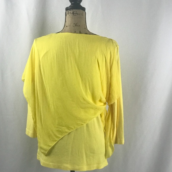 Canary yellow Blouse with cape accent Sz L - Picture 2 of 8